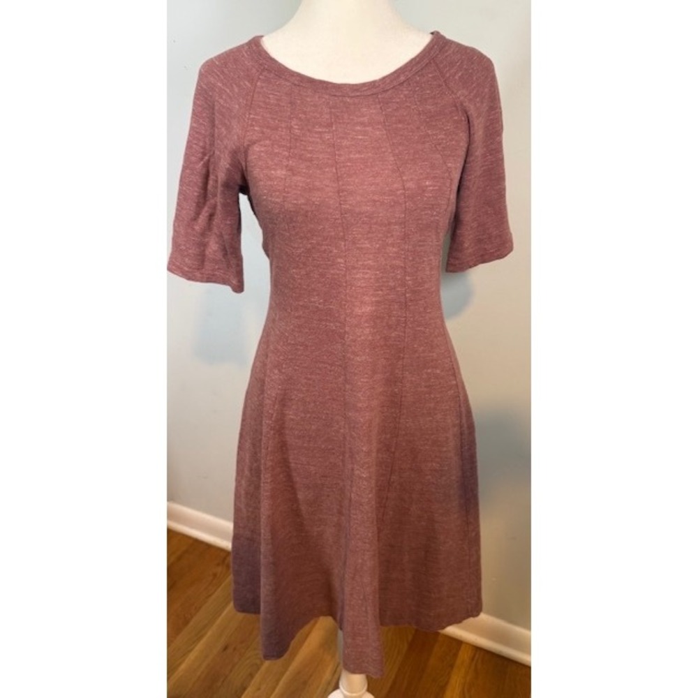 Ganni Winter Jersey Swing Dress Small Rosewood Pink 100% Cotton Portugal